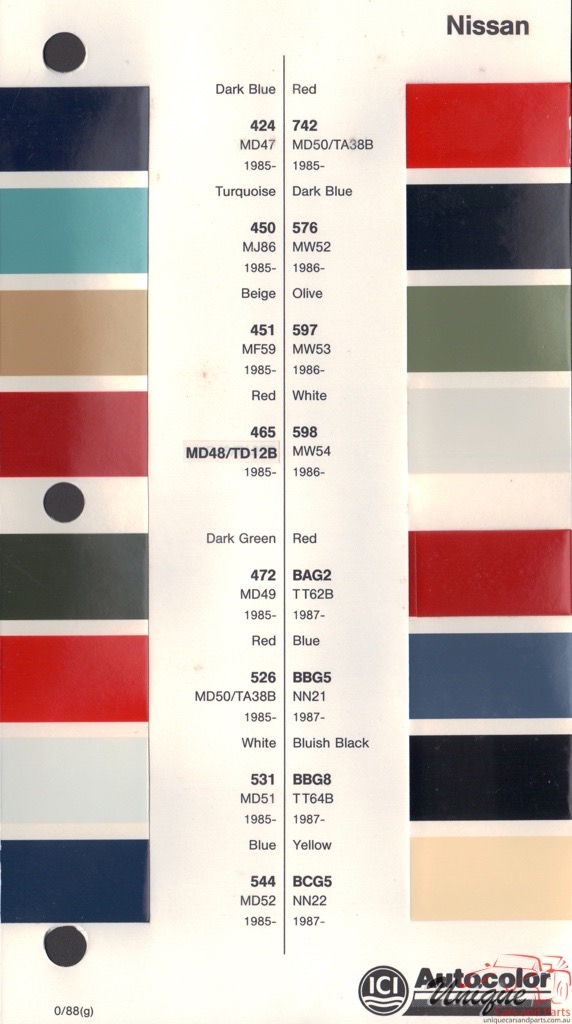 1985-1989 Nissan Paint Charts Autocolor 1